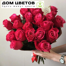 Букет из 25 алых роз Cherry O 50 см (Эквадор)