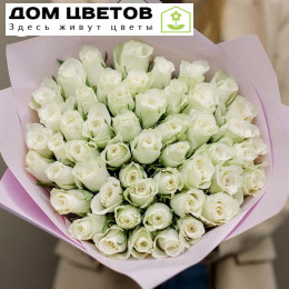 Букет из 51 белой розы 40 см (Кения)