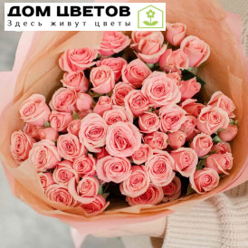 Букет из 15 розовых кустовых роз 40 см (Эквадор)