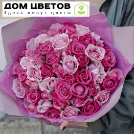 Букет из 51 розы в розовых тонах 35-40 см (Россия)