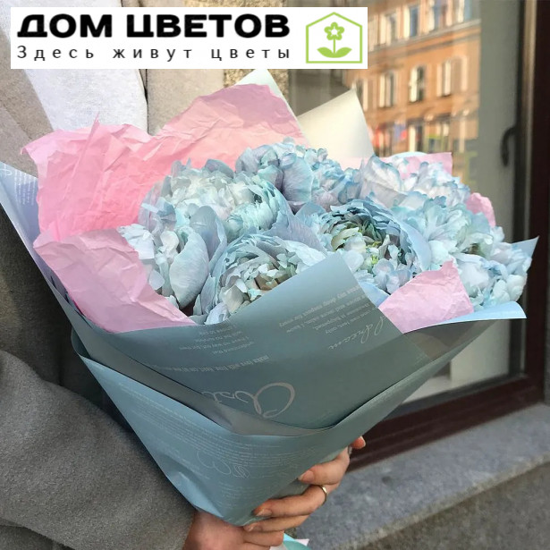 7 голубых пионов Premium