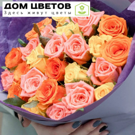 Букет из 25 роз 40 см микс (Россия)