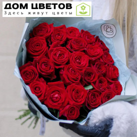 25 красных роз (Россия) 60 см