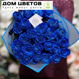 Букет из 25 синих роз 60 см (Эквадор)