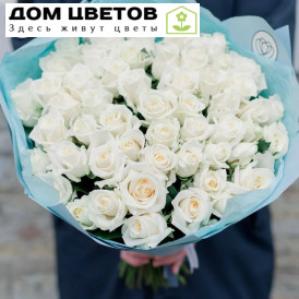 Букет из 51 белой розы 35 см (Россия)