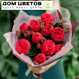 Букет из 9 красных кустовых пионовидных роз Red Piano 40 см