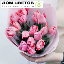 Букет из 15 розовых тюльпанов 30 см