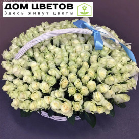 201 белая роза 40 см (Кения) в корзине