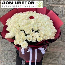 Букет из 101 белой розы 50 см (Эквадор)