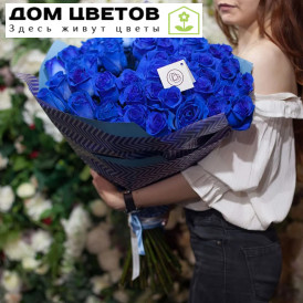 Букет из 51 синей розы 60 см (Эквадор)